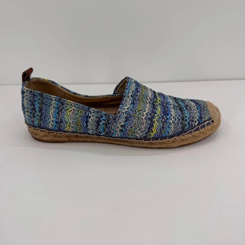 Sam Edelman Women's 9.5M Khloe Blue Multi Woven Raffia Espadrille Flats Shoes